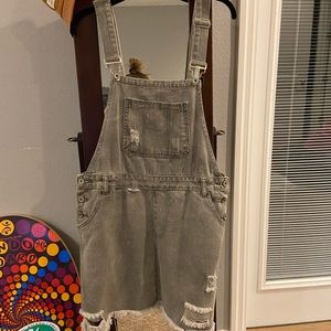 grey overall dress